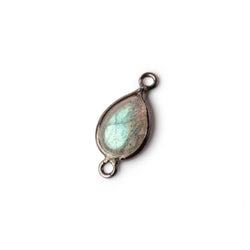 11x8mm Black Gold Bezeled Labradorite plain pear Connector 1 piece (ONLINE ORDER ONLY)
