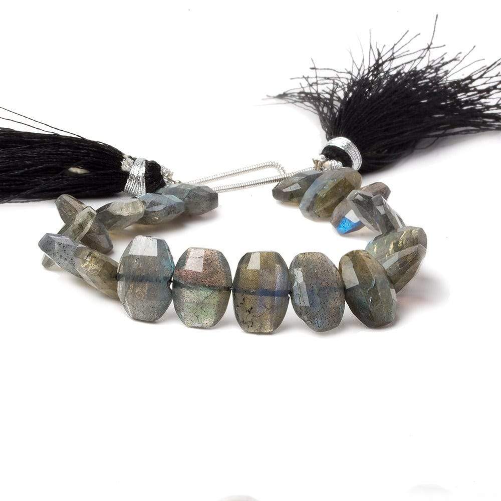 7x10mm Labradorite side drilled Faceted Cushion Beads 6 inch 25 pieces (ONLINE ORDER ONLY)