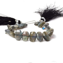 7x10mm Labradorite side drilled Faceted Cushion Beads 6 inch 25 pieces (ONLINE ORDER ONLY)
