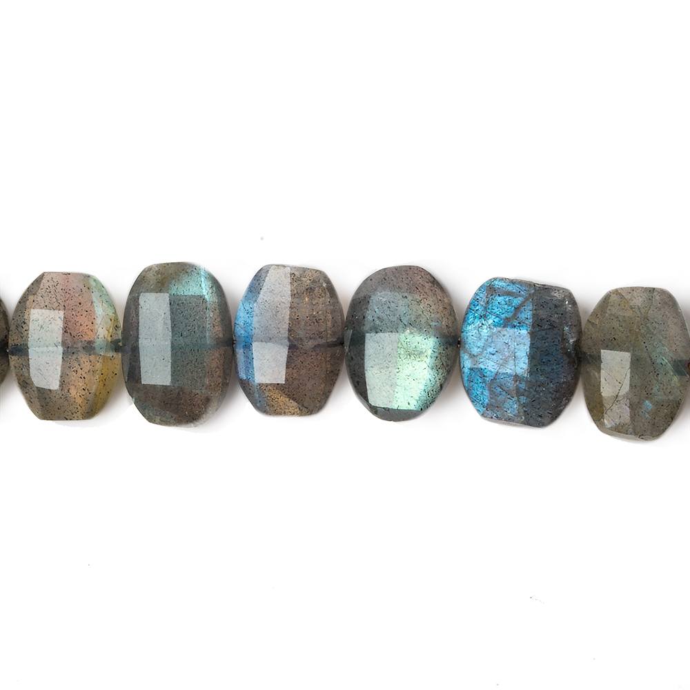 7x10mm Labradorite side drilled Faceted Cushion Beads 6 inch 25 pieces (ONLINE ORDER ONLY)