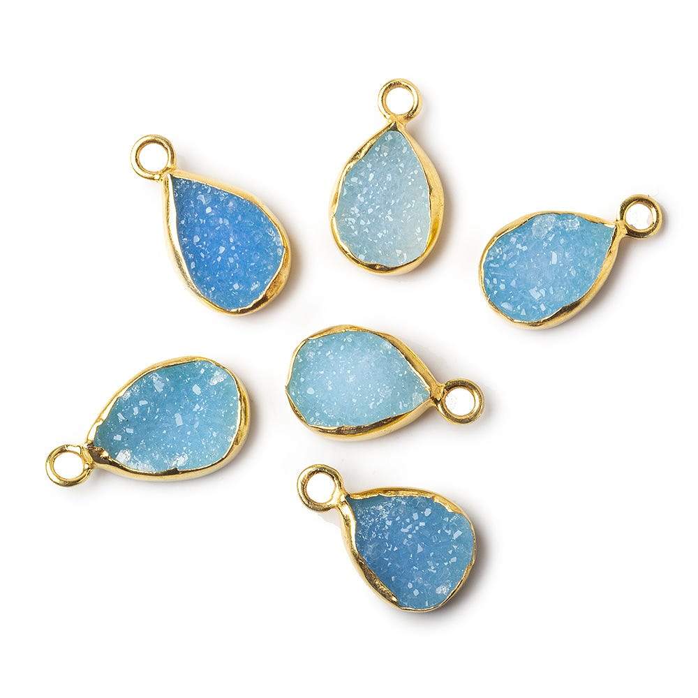 11x8mm Vermeil Bezel Blue Drusy Pear Pendant 1 piece (ONLINE ORDER ONLY)