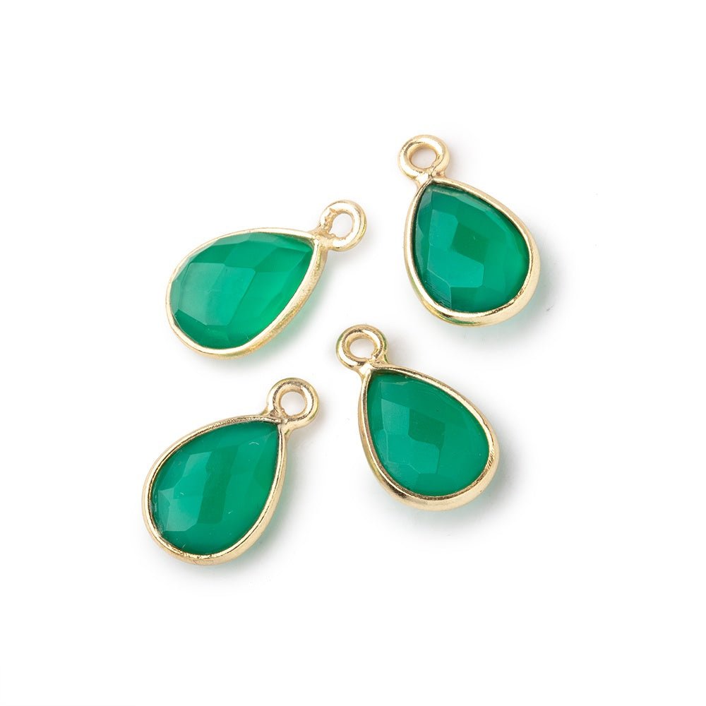 11x8mm Vermeil Bezel Green Onyx Faceted Pear Focal Pendants Set of 4 pieces (ONLINE ORDER ONLY)