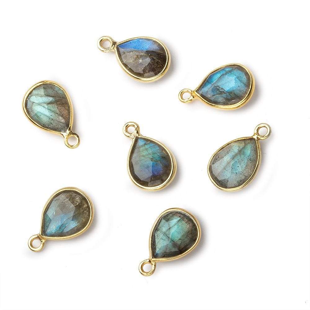 9x12mm Vermeil Bezel Labradorite faceted pear Pendant 1 focal bead (ONLINE ORDER ONLY)
