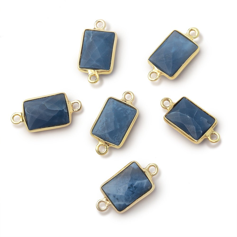 11x8mm Vermeil Bezel Owyhee Blue Opal Faceted Rectangle 1 Connector (ONLINE ORDER ONLY)