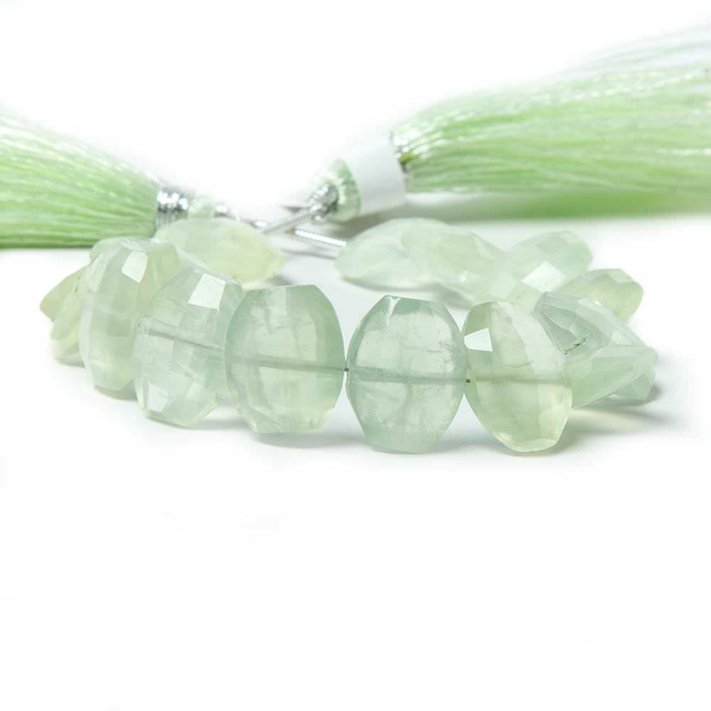 11x9-12.5x9mm Prehnite side drilled Faceted Cushion Beads 5.5 inch 16 pieces (ONLINE ORDER ONLY)