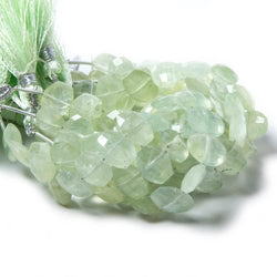 11x9-12.5x9mm Prehnite side drilled Faceted Cushion Beads 5.5 inch 16 pieces (ONLINE ORDER ONLY)