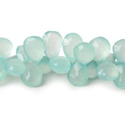 11x10-14x11mm Seafoam Blue Chalcedony faceted pears 8 inch 61 beads AAA (ONLINE ORDER ONLY)