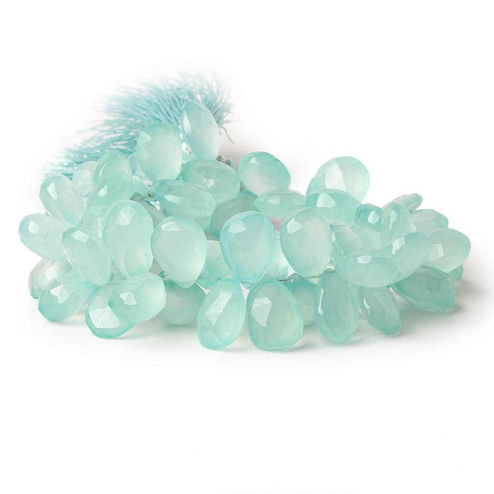 11x10-14x11mm Seafoam Blue Chalcedony faceted pears 8 inch 61 beads AAA (ONLINE ORDER ONLY)