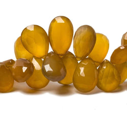 11x9-16x10mm Mustard Yellow Chalcedony Faceted Pear Beads 8 inch 55 pieces (ONLINE ORDER ONLY)
