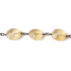 Citrine faceted oval Black Gold over .925 Silver Chain by the foot 19 beads (ONLINE ORDER ONLY)