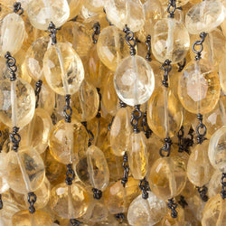 Citrine faceted oval Black Gold over .925 Silver Chain by the foot 19 beads (ONLINE ORDER ONLY)