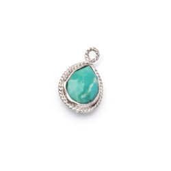 11x9mm Sterling Silver Rope Bezel Turquoise Faceted Pear 1 Pendant (ONLINE ORDER ONLY)