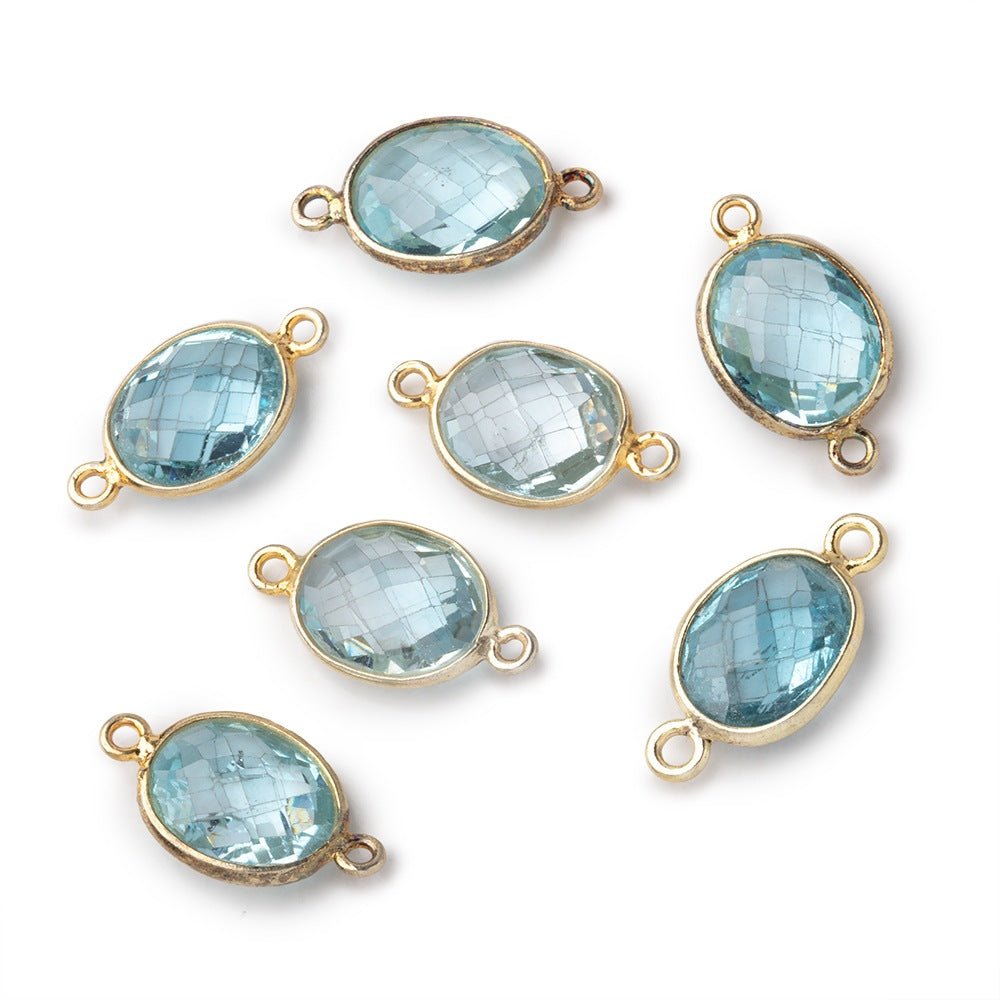 11x9mm Vermeil Bezel Swiss Blue Topaz faceted oval Connector 1 piece (ONLINE ORDER ONLY)