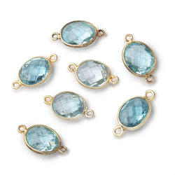 11x9mm Vermeil Bezel Swiss Blue Topaz faceted oval Connector 1 piece (ONLINE ORDER ONLY)