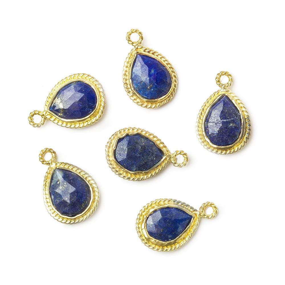 11x9mm Vermeil Twist Rope Bezel Lapis Lazuli Faceted Pear Pendant 1 piece (ONLINE ORDER ONLY)