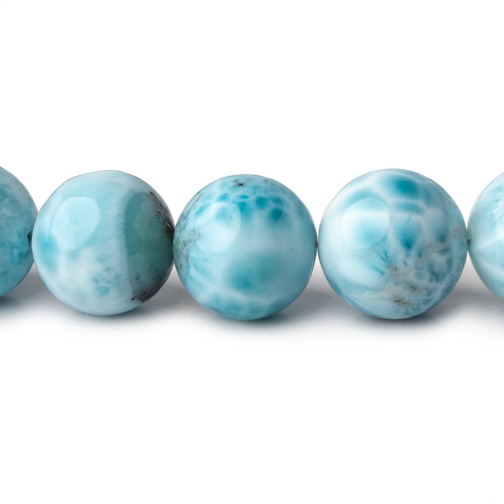 12-12.5mm Larimar Plain Round beads 15 inch 33 pieces AAA (ONLINE ORDER ONLY)