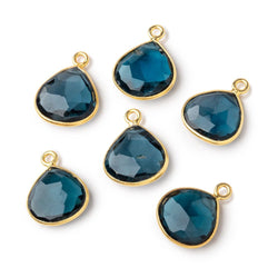 12-12.5mm Vermeil Bezel London Blue Topaz Faceted Heart Pendant 1 piece AAA (ONLINE ORDER ONLY)