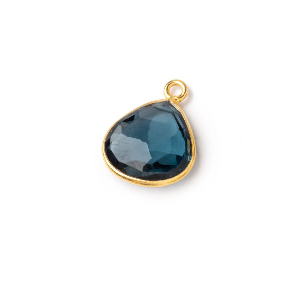 12-12.5mm Vermeil Bezel London Blue Topaz Faceted Heart Pendant 1 piece AAA (ONLINE ORDER ONLY)