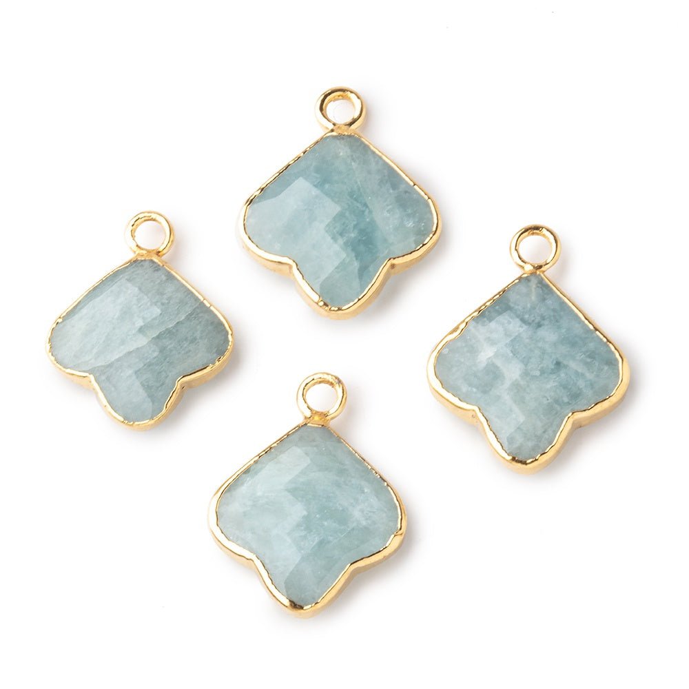 12-13mm Gold Leafed Aquamarine Faceted Trillium Flower Focal Pendant 1 piece (ONLINE ORDER ONLY)