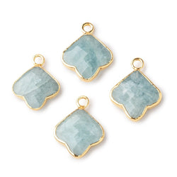 12-13mm Gold Leafed Aquamarine Faceted Trillium Flower Focal Pendant 1 piece (ONLINE ORDER ONLY)