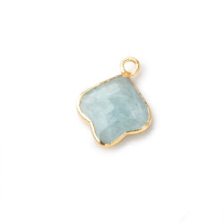 12-13mm Gold Leafed Aquamarine Faceted Trillium Flower Focal Pendant 1 piece (ONLINE ORDER ONLY)