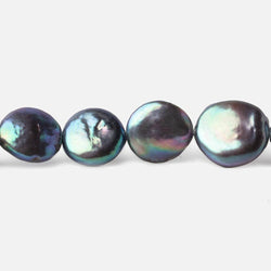 12-13mm Peacock Blue Purple Coin Freshwater Pearl 16 inch 31 pieces A (ONLINE ORDER ONLY)