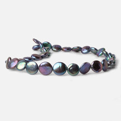 12-13mm Peacock Blue Purple Coin Freshwater Pearl 16 inch 31 pieces A (ONLINE ORDER ONLY)