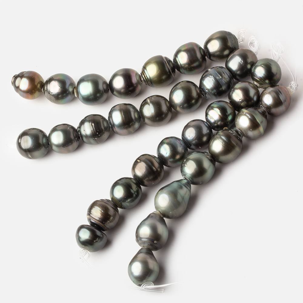 12-13mm Tahitian Saltwater 2mm Large Hole Pearls 3.5 inches 7 pieces (ONLINE ORDER ONLY)