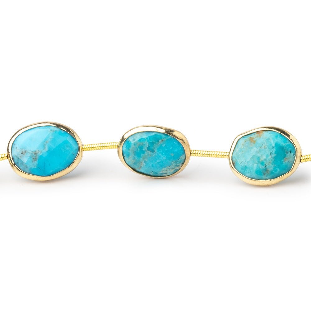 12-13mm Vermeil Bezel Turquoise Straight Drill Nuggets 7 inch 9 Beads (ONLINE ORDER ONLY)