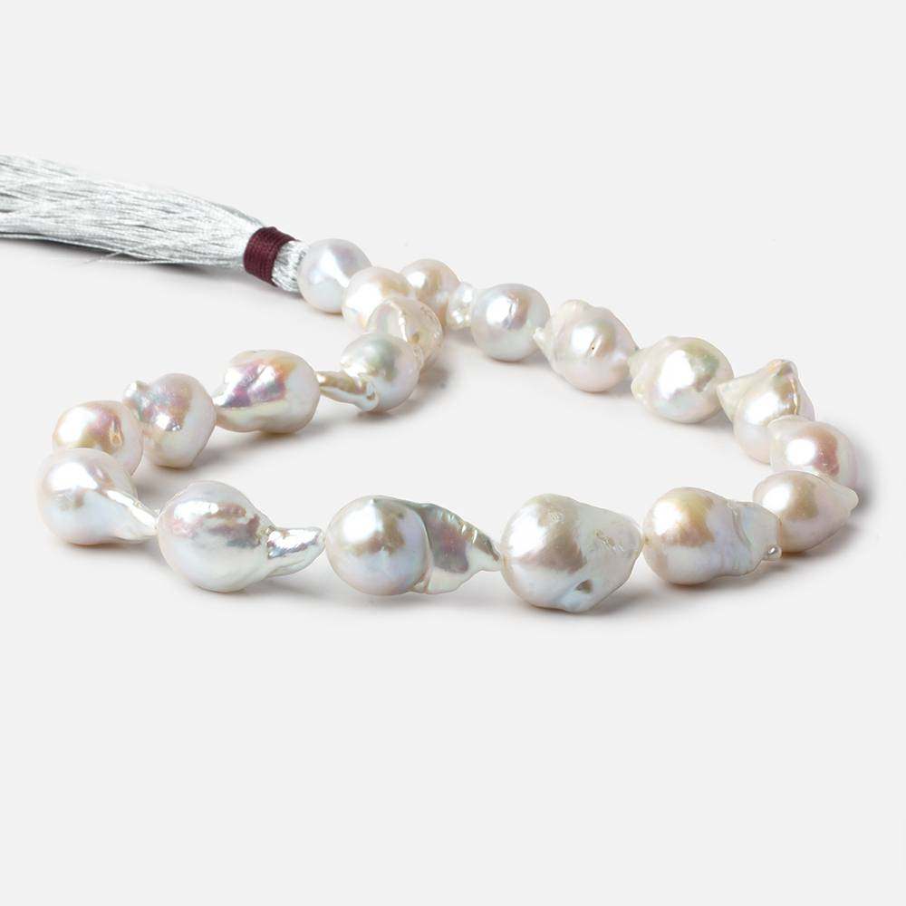 12-13mm White Ultra Baroque Freshwater Pearls 16.5 inch 19 pieces AA 0.8mm drill hole (ONLINE ORDER ONLY)