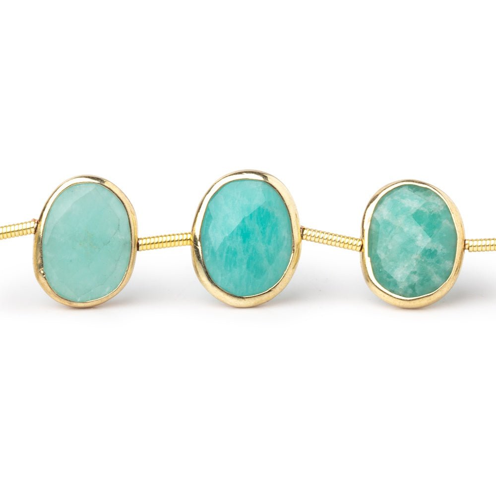 12-14mm Vermeil Bezel Amazonite Side Drill Nuggets 6.5 inch 11 Beads (ONLINE ORDER ONLY)