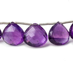 9-11mm Amethyst Faceted Heart Beads 8.5 inch 10 pieces (ONLINE ORDER ONLY)