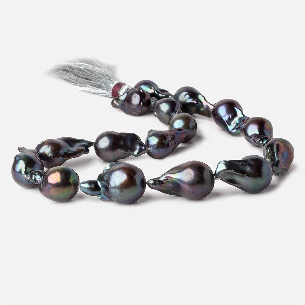 12-15mm Peacock Ultra Baroque Freshwater Pearls 16.5 inch 16 pcs .8mm drill hole AAA (ONLINE ORDER ONLY)