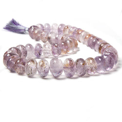 12-17mm Rare Amethyst Cacoxenite Faceted Rondelles 16 inch 45 beads AAA (ONLINE ORDER ONLY)