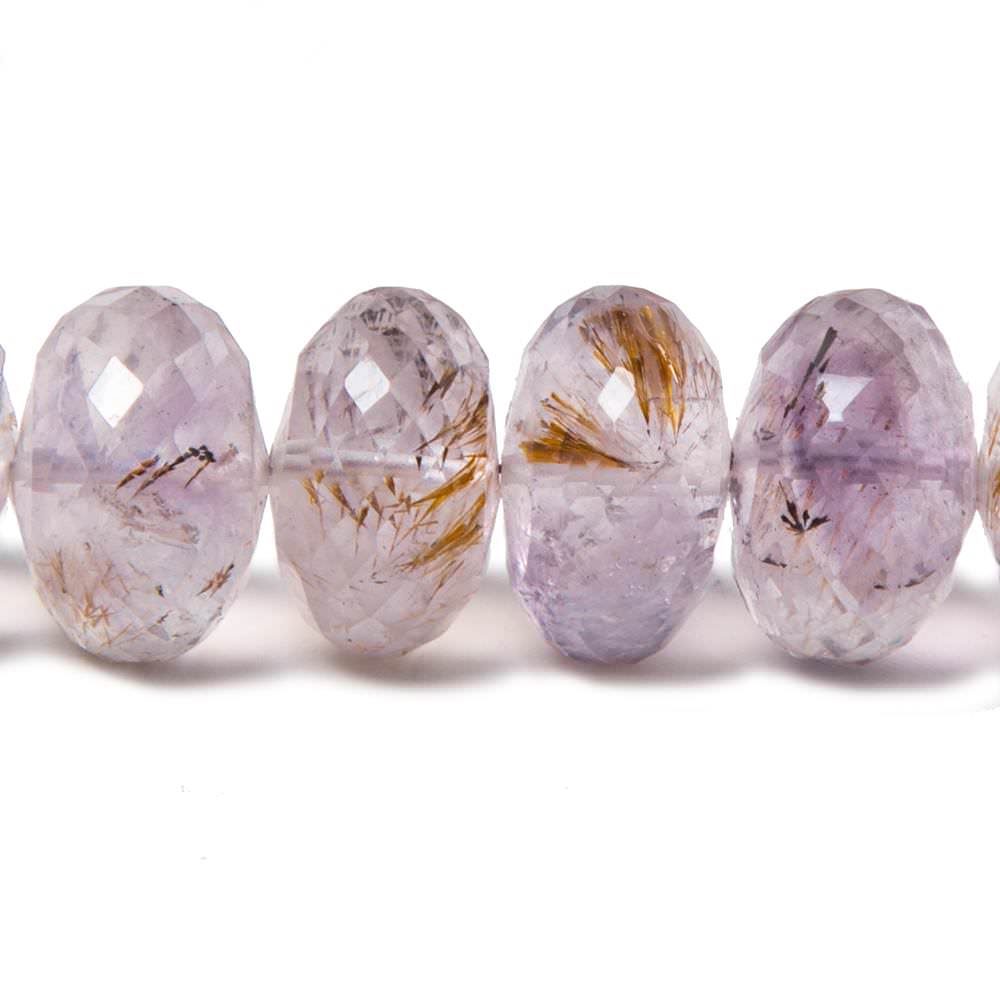 12-17mm Rare Amethyst Cacoxenite Faceted Rondelles 16 inch 45 beads AAA (ONLINE ORDER ONLY)