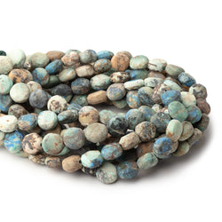 7-8mm Frosted Chrysocolla plain coin beads 7.5 inch 24 pieces (ONLINE ORDER ONLY)