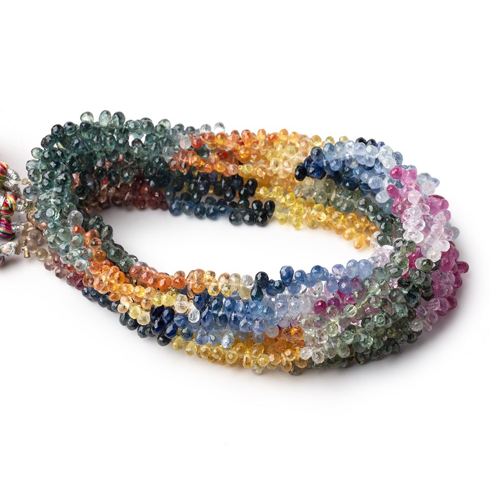 4x2.5-5x3mm Fancy Sapphire & Ruby Faceted Tear Drops 16 inch 272 beads AA (ONLINE ORDER ONLY)