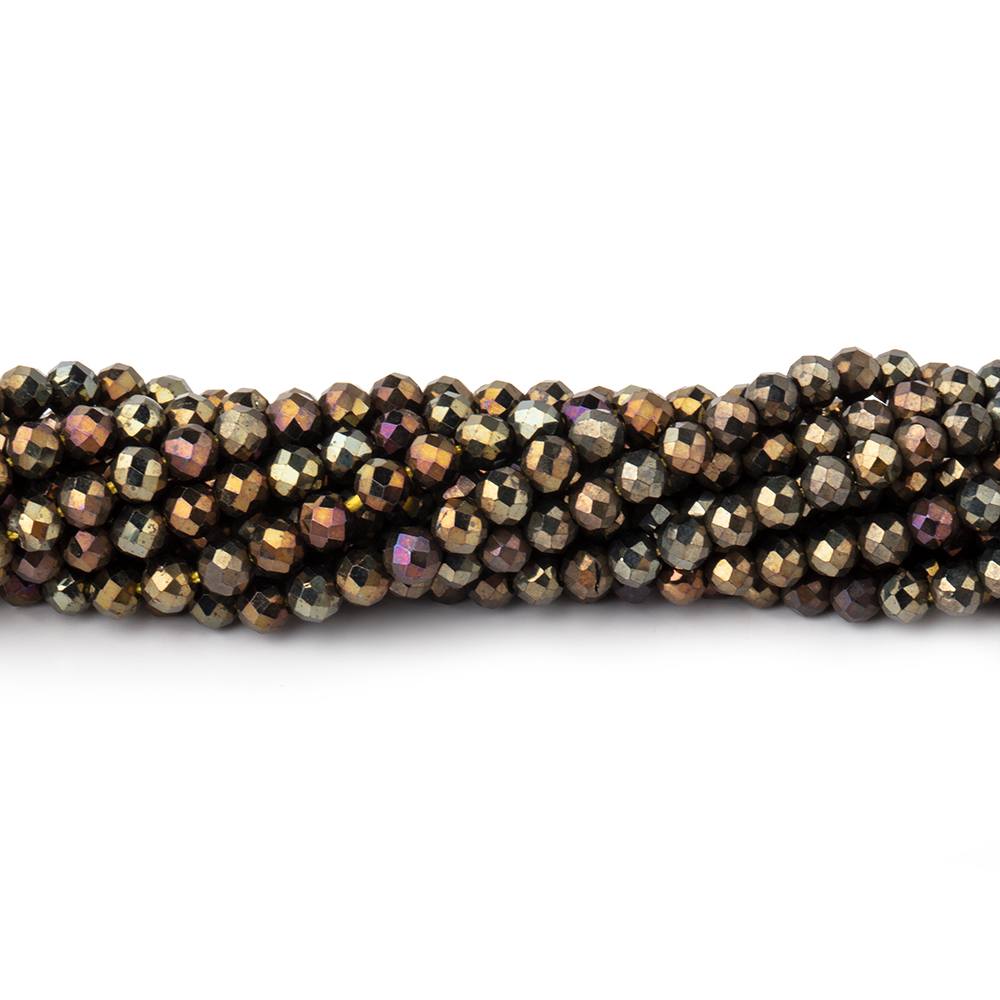 3mm Metallic Bronze Black Spinel Micro faceted rounds 13 inch 128 beads (ONLINE ORDER ONLY)