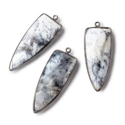 42x17mm Black Gold Bezel Dendritic Opal faceted point 1 focal bead