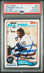 Graded 1982 Topps Lawrence Taylor #434 Rookie RC Signed Football Card PSA 4 Card - Auto Grade 8 (ONLINE ORDER ONLY)
