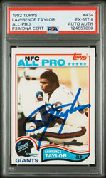 Graded 1982 Topps Lawrence Taylor #434 Rookie RC Signed Football Card PSA 6 Card - Auto Grade Authentic (ONLINE ORDER ONLY)