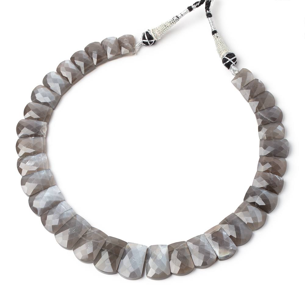 12.5-21mm Platinum Gray Moonstone Faceted Fancy Shape Collar 33 Beads (ONLINE ORDER ONLY)