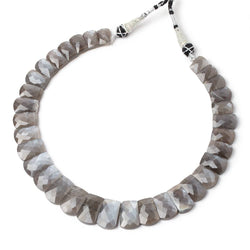 12.5-21mm Platinum Gray Moonstone Faceted Fancy Shape Collar 33 Beads (ONLINE ORDER ONLY)