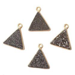 12.5mm Vermeil Bezel Metallic Platinum Drusy Triangle Pendant 1 piece (ONLINE ORDER ONLY)