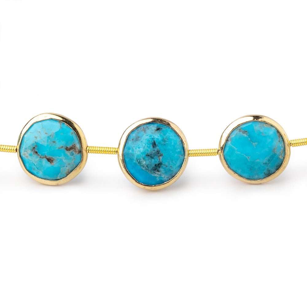 12.5mm Vermeil Bezel Turquoise Howlite Faceted Coin Beads 8 inch 12 pieces (ONLINE ORDER ONLY)