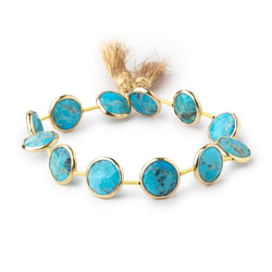 12.5mm Vermeil Bezel Turquoise Howlite Faceted Coin Beads 8 inch 12 pieces (ONLINE ORDER ONLY)