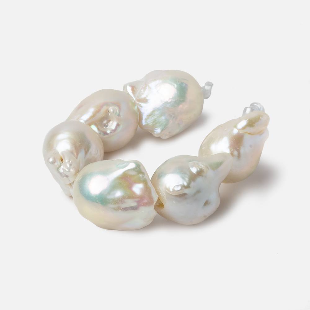 12.5x17.5-13.5x19mm White Ultra Baroque 2.5mm Large Hole Freshwater Pearls 4 inch 6 pieces A (ONLINE ORDER ONLY)