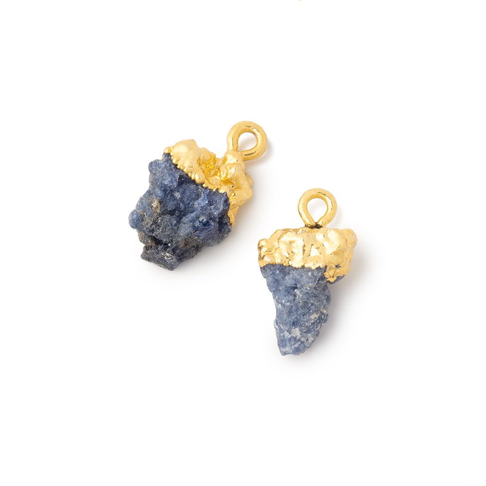 12.5x9mm Gold Leafed Blue Jammu Sapphire Natural Crystal 1 Pendant (ONLINE ORDER ONLY)
