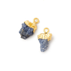 12.5x9mm Gold Leafed Blue Jammu Sapphire Natural Crystal 1 Pendant (ONLINE ORDER ONLY)