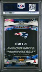 Graded 2024 Panini Prizm Drake Maye #22 Fireworks Green Prizm Rookie RC Football Card PSA 10 Gem Mint